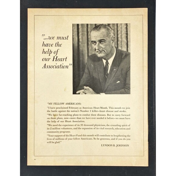 President Lyndon B. Johnson "Proclaims American Heart Month"Vtg Photo Print 1966 - Picture 3 of 3